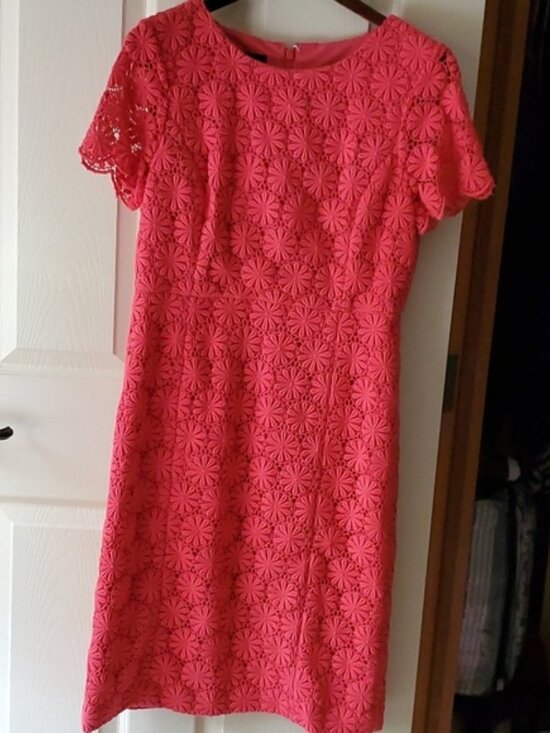 Talbots Lace Crochet Shift Floral Dress Size 4 - Picture 7 of 12